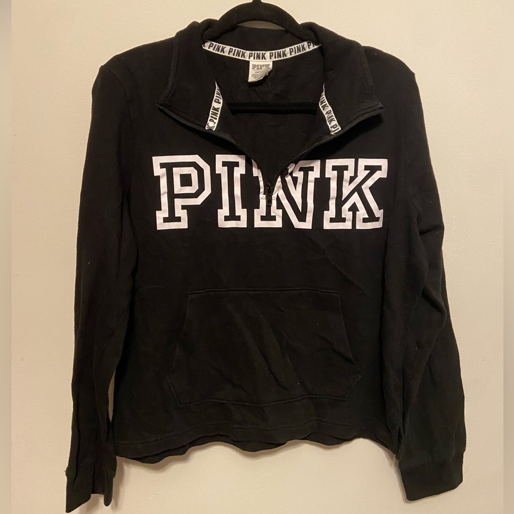 Victoria’s Secret PINK Black pull over half zip sweatshirt